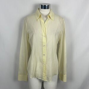 Theory Sheer Yellow Button Blouse